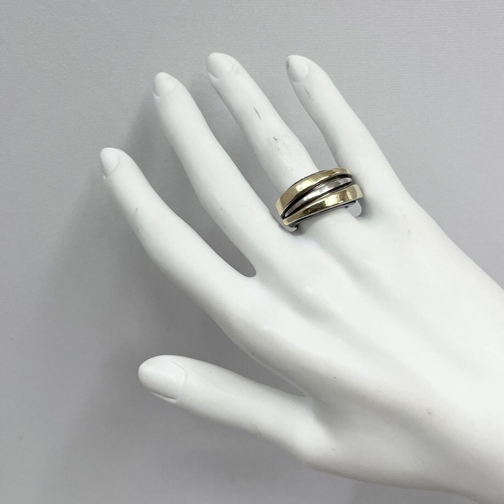 Vintage Sterling‎ & 18K Gold Ring Hallmarked Designer 11 Grams Size 6 1/4